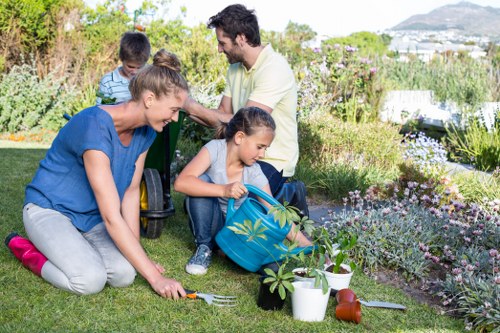 Community garden showing sustainable waste disposal area
